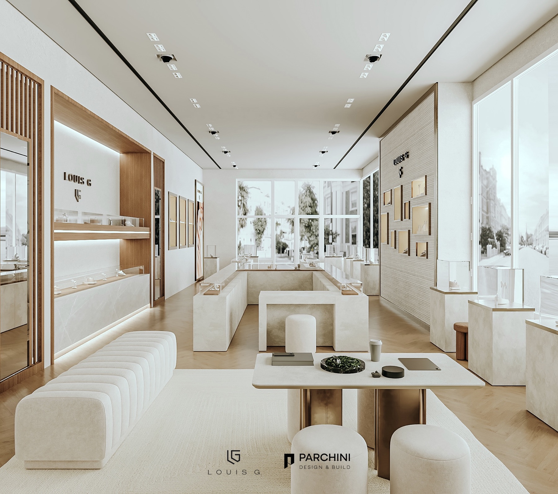 Fine jewelry displays inside Louis G. Jewelry