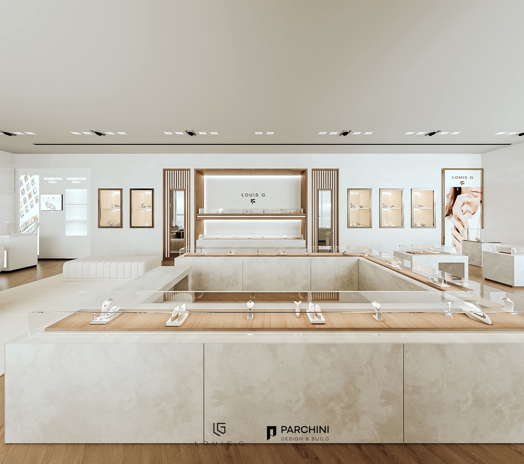 A wide view through the Louis G. Jewelry showroom